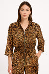 Σατέν Λεοπάρ Ζακέτα με Φερμουάρ