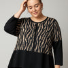 Plus Size Μπλούζα Animal Print με Μαύρη Λεπτομέρεια