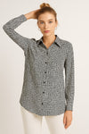 Πουκάμισο Ζορζέτα με Μαύρο-Λευκό Μοτίβο