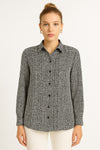 Πουκάμισο Ζορζέτα με Μαύρο-Λευκό Μοτίβο