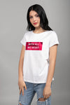 T-Shirt με Στάμπα Metallic Pink Λευκό